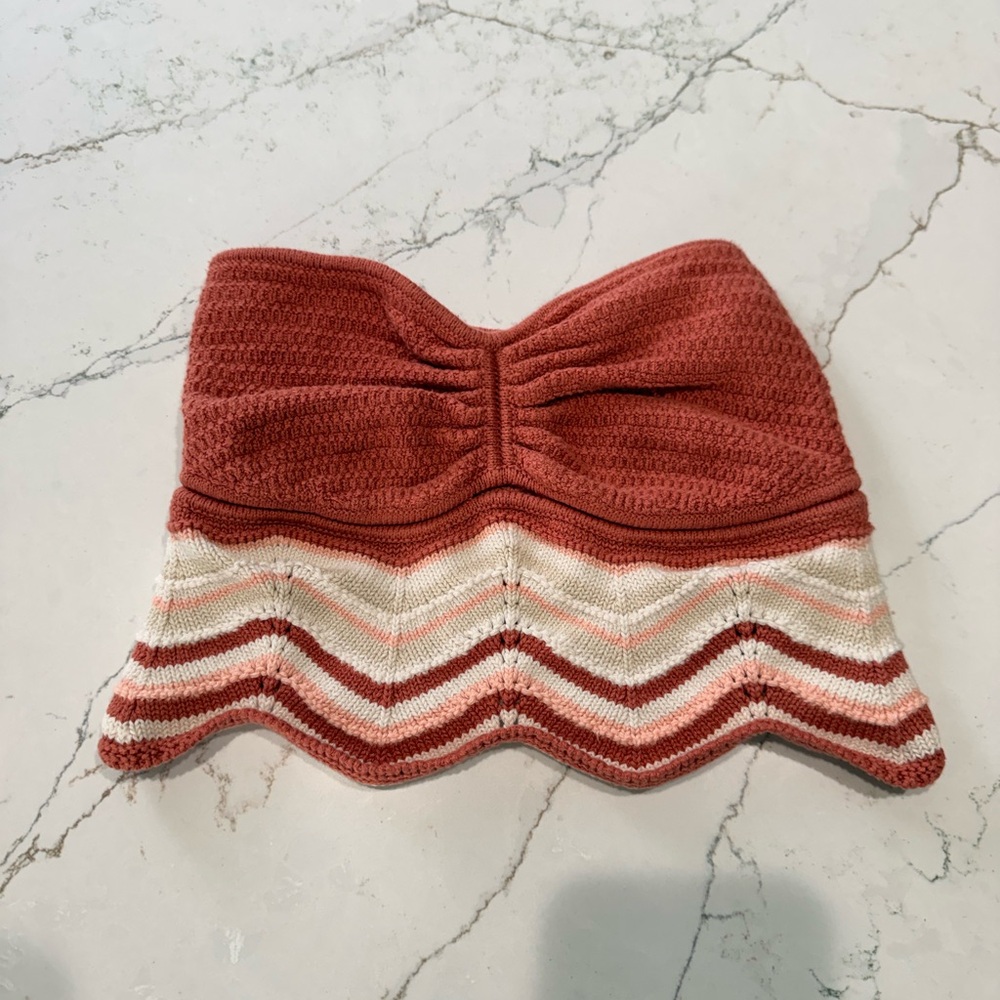 Orange rust and cream woven tank top